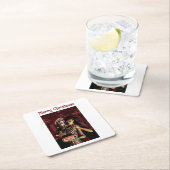 Merry Christmas. Funny skeleton with woman Kartonnen Onderzetters (Insitu)