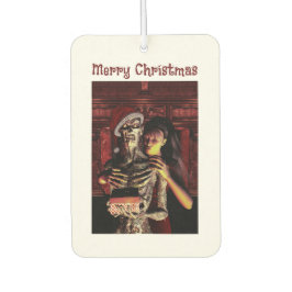 Merry Christmas. Funny skeleton with woman Luchtverfrisser