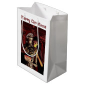 Merry Christmas. Funny skeleton with woman Medium Cadeauzakje (Achterkant Gekanteld)