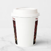 Merry Christmas. Funny skeleton with woman Papieren Bekers (Links)