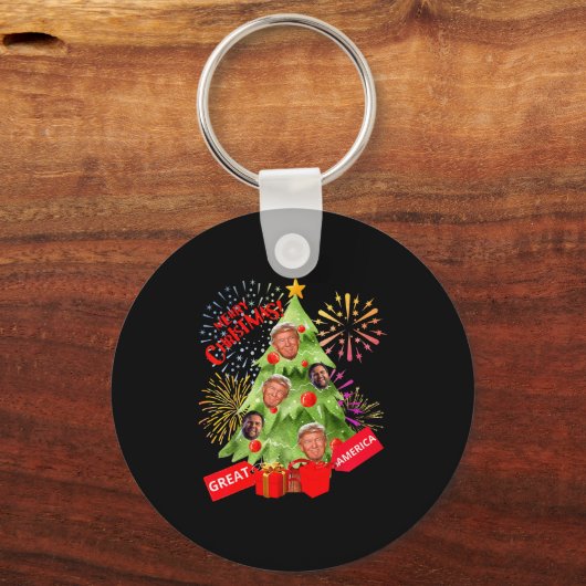 Merry Christmas Funny Trump Great America Xmas Tre Sleutelhanger (Voorkant)