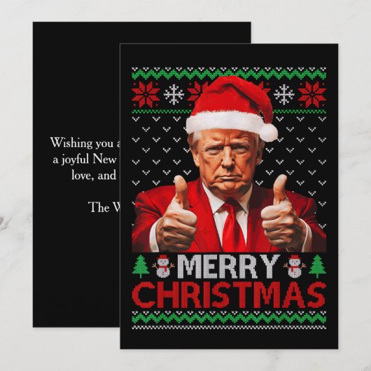 Merry Christmas Funny Trump Santa Hat Ugly Xmas Feestdagenkaart (Voorkant / Achterkant)