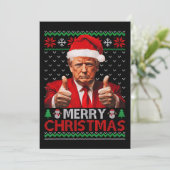 Merry Christmas Funny Trump Santa Hat Ugly Xmas Feestdagenkaart (Staand voorkant)