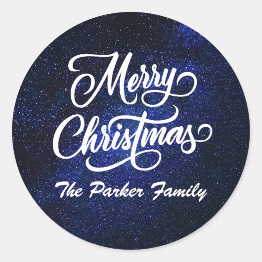 Merry Christmas Galaxy Gepersonaliseerd Ronde Sticker (Voorkant)