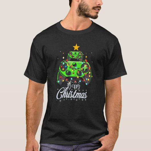 Merry Christmas Game Controller Tree Kid Adult Lig T-shirt (Voorkant)