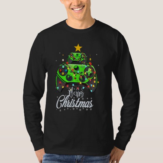 Merry Christmas Game Controller Tree Kid Adult Lig T-shirt (Voorkant)