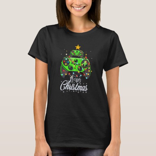 Merry Christmas Game Controller Tree Kid Adult Lig T-shirt (Voorkant)