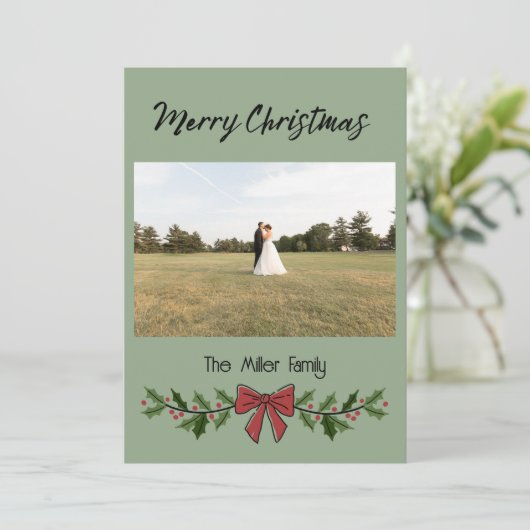 Merry Christmas Garland and Mistletoe Kaart (Staand voorkant)