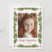 Merry Christmas Garland Border Holiday Design Feestdagenkaart (Voorkant)