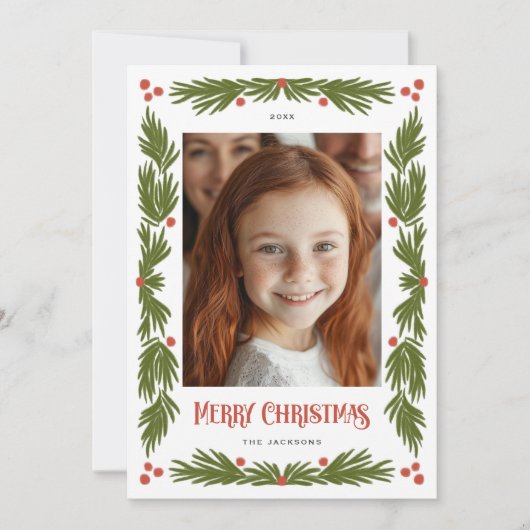 Merry Christmas Garland Border Holiday Design Feestdagenkaart (Voorkant)