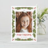 Merry Christmas Garland Border Holiday Design Feestdagenkaart (Staand voorkant)