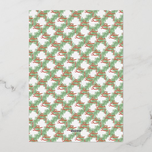 Merry Christmas Garland Lijst Bow Foto Goud Folie Uitnodiging (Achterkant)