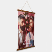 Merry Christmas Gay Retro Roze | Aangepaste foto Hangend Wandkleed (Gebogen)