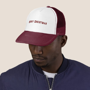 Merry Christmas Gedrukte Tekst Wit en Maroon-Pet Trucker Pet