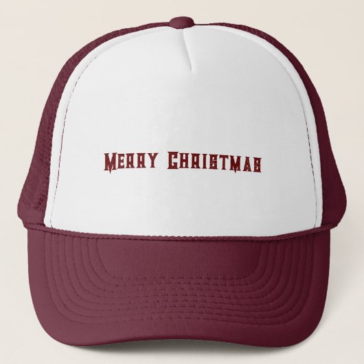 Merry Christmas Gedrukte Tekst Wit en Maroon-Pet Trucker Pet (Voorkant)