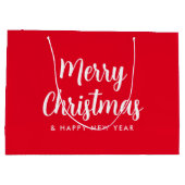 Merry Christmas Gelukkig Nieuwjaar Script Sjabloon Groot Cadeauzakje (Achterkant)