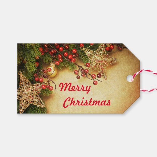 Merry Christmas Gepersonaliseerde naam Cadeaulabel (Voorkant (Horizontaal))