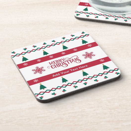 Merry Christmas Gepersonaliseerde Onderzetters Set (Linkerzijde)