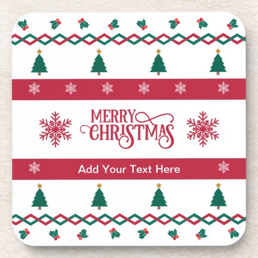 Merry Christmas Gepersonaliseerde Onderzetters Set (Voorkant)