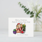 Merry Christmas Gepersonaliseerde Schattigee Carto Feestdagenkaart (Staand voorkant)