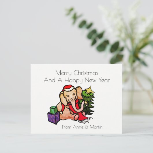 Merry Christmas Gepersonaliseerde Schattigee Carto Feestdagenkaart (Staand voorkant)