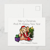 Merry Christmas Gepersonaliseerde Schattigee Carto Feestdagenkaart (Voorkant / Achterkant)