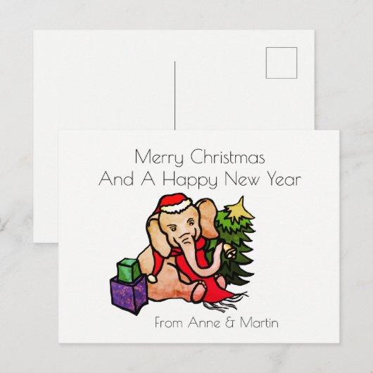 Merry Christmas Gepersonaliseerde Schattigee Carto Feestdagenkaart (Voorkant / Achterkant)