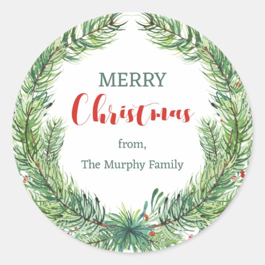 Merry Christmas Gepersonaliseerde Script Gift Stic Ronde Sticker (Voorkant)