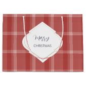 Merry Christmas Gepersonaliseerde Tartan Bourgondi Groot Cadeauzakje (Voorkant)