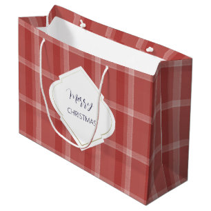 Merry Christmas Gepersonaliseerde Tartan Bourgondi Groot Cadeauzakje