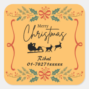 Merry Christmas Gepersonaliseerde Zakelijke Sticke Vierkante Sticker