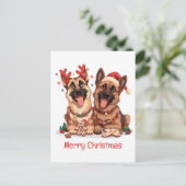 Merry Christmas German Shepherd Dogs Feestdagenkaart (Staand voorkant)