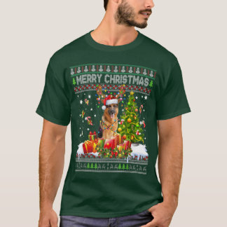 Merry Christmas German Shepherd Santa Xmas Light U T-shirt