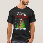 Merry Christmas German Shepherd Tree Lights Dog T-shirt (Voorkant)