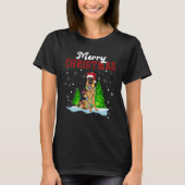 Merry Christmas German Shepherd Tree Lights Dog T-shirt (Voorkant)
