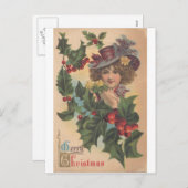 Merry Christmas Gibson Meisje Briefkaart (Voorkant / Achterkant)