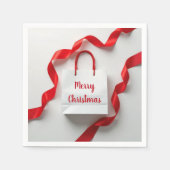 Merry Christmas Gift Bag With Red Ribbons Servet (Voorkant)