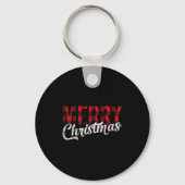 Merry Christmas Gift Family Xmas Red Buffalo Plaid Sleutelhanger (Voorkant)