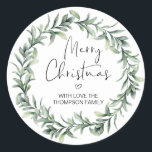 Merry Christmas Gift Label Greenery Krans Sticker<br><div class="desc">Het is bijna Kerstmis! Tijd om je cadeau voor het vakantieseizoen te plannen,  vergeet je persoonlijke Kerst stickers niet! Stijlvolle en mooie Kerst stickers zijn perfect voor kerstcadeautags of als envelopzegels op je kerstfeestkaarten en nog veel meer.</div>