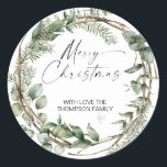 Merry Christmas Gift Label Greenery Krans Sticker<br><div class="desc">Het is bijna Kerstmis! Tijd om je cadeau voor het vakantieseizoen te plannen,  vergeet je persoonlijke Kerst stickers niet! Stijlvolle en mooie Kerst stickers zijn perfect voor kerstcadeautags of als envelopzegels op je kerstfeestkaarten en nog veel meer.</div>