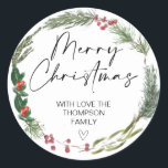 Merry Christmas Gift Label Greenery Krans Sticker<br><div class="desc">Het is bijna Kerstmis! Tijd om je cadeau voor het vakantieseizoen te plannen,  vergeet je persoonlijke Kerst stickers niet! Stijlvolle en mooie Kerst stickers zijn perfect voor kerstcadeautags of als envelopzegels op je kerstfeestkaarten en nog veel meer.</div>