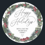 Merry Christmas Gift Label Greenery Krans Sticker<br><div class="desc">Het is bijna Kerstmis! Tijd om je cadeau voor het vakantieseizoen te plannen,  vergeet je persoonlijke Kerst stickers niet! Stijlvolle en mooie Kerst stickers zijn perfect voor kerstcadeautags of als envelopzegels op je kerstfeestkaarten en nog veel meer.</div>