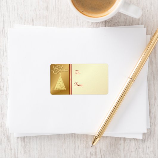 Merry Christmas Gift Label Labels - Elegant Gold (Insitu)