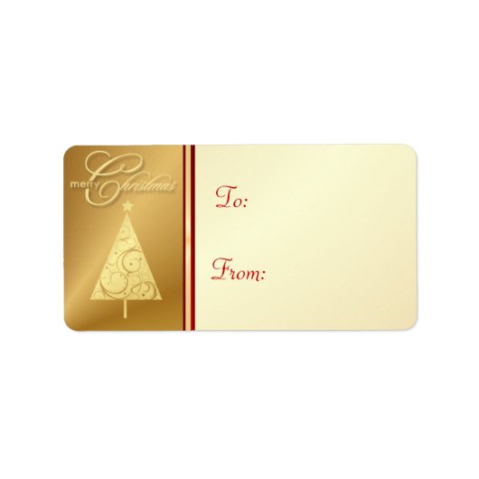 Merry Christmas Gift Label Labels - Elegant Gold (Voorkant)