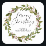 Merry Christmas Gift Label Rode Holly Krans Sticke<br><div class="desc">Het is bijna Kerstmis! Tijd om je cadeau voor het vakantieseizoen te plannen,  vergeet je persoonlijke Kerst stickers niet! Stijlvolle en mooie Kerst stickers zijn perfect voor kerstcadeautags of als envelopzegels op je kerstfeestkaarten en nog veel meer.</div>