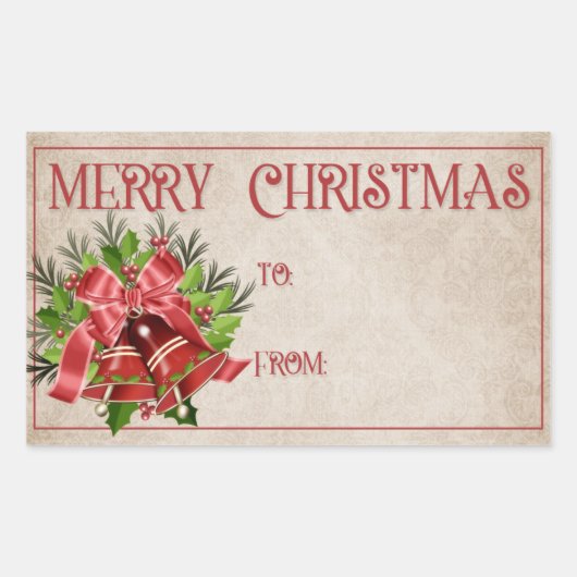 Merry Christmas Gift Labels | Red Bells (Voorkant)