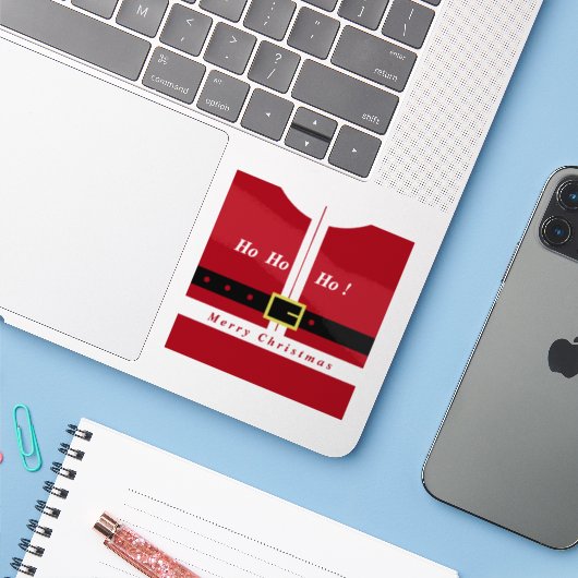 Merry Christmas Gift Sticker Funny Santa Design (Laptop met iPhone)