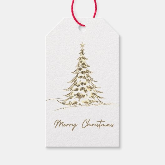 Merry Christmas Gift Tag | Elegant Christmas Tree Cadeaulabel (Voorkant)