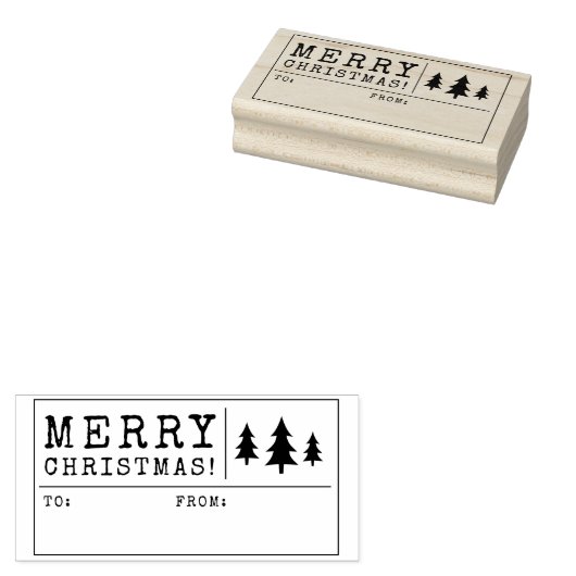 Merry Christmas Gift Wrap Label Rubberstempel (Gestempeld)
