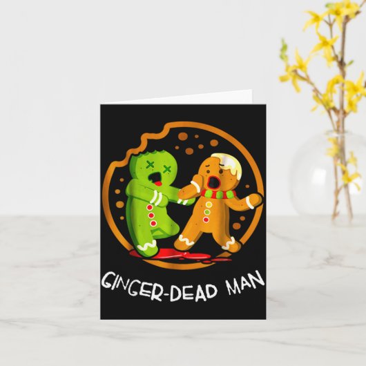 Merry Christmas Ginger-dead Man Cookie Zombie Xmas Kaart (Gele Bloem)
